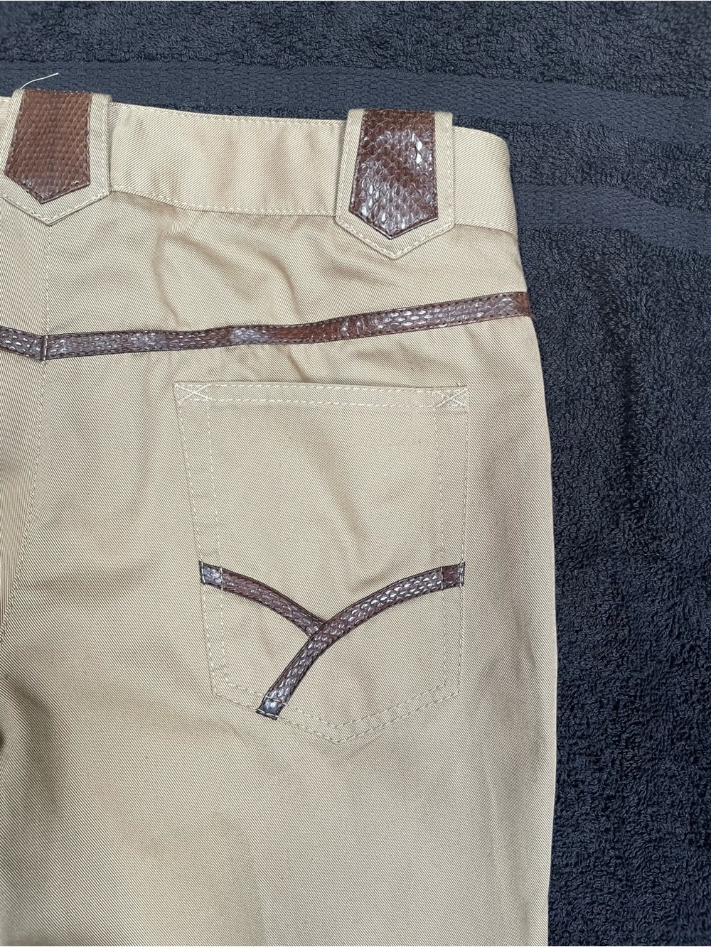 Dolce & Gabbana Beige Chinos with Brown Snakeskin Trim - Picture 6 of 11